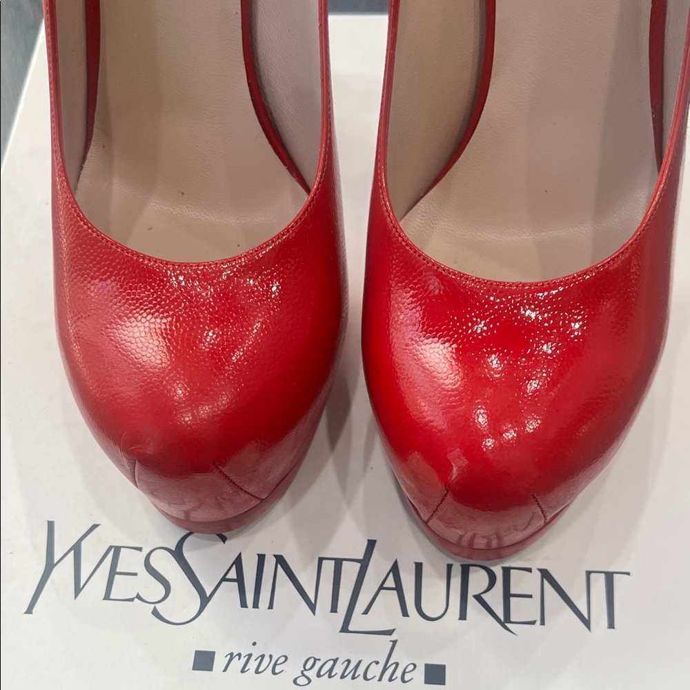 Yves Saint Laurent Vibrant Red Heels - Picture 2 of 7